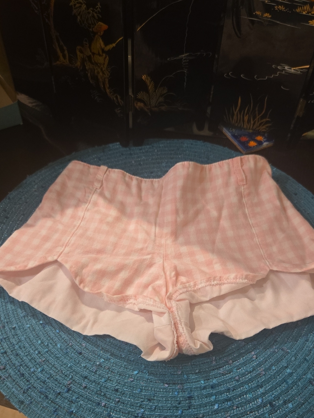 Kids Pink Gingham High-Waist Shorts